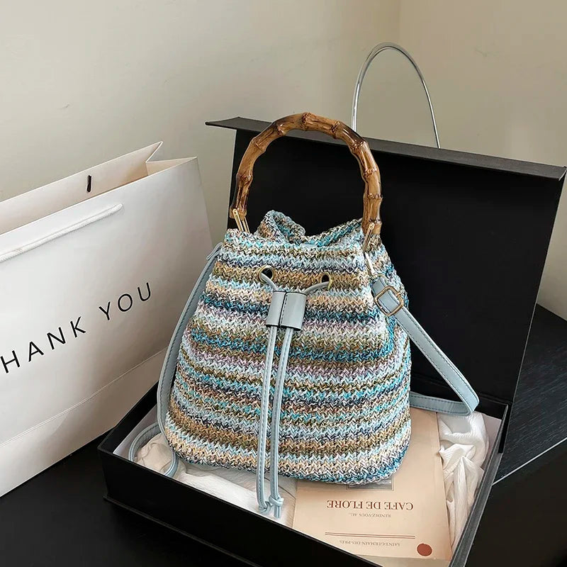 Straw Beach Bucket Bag