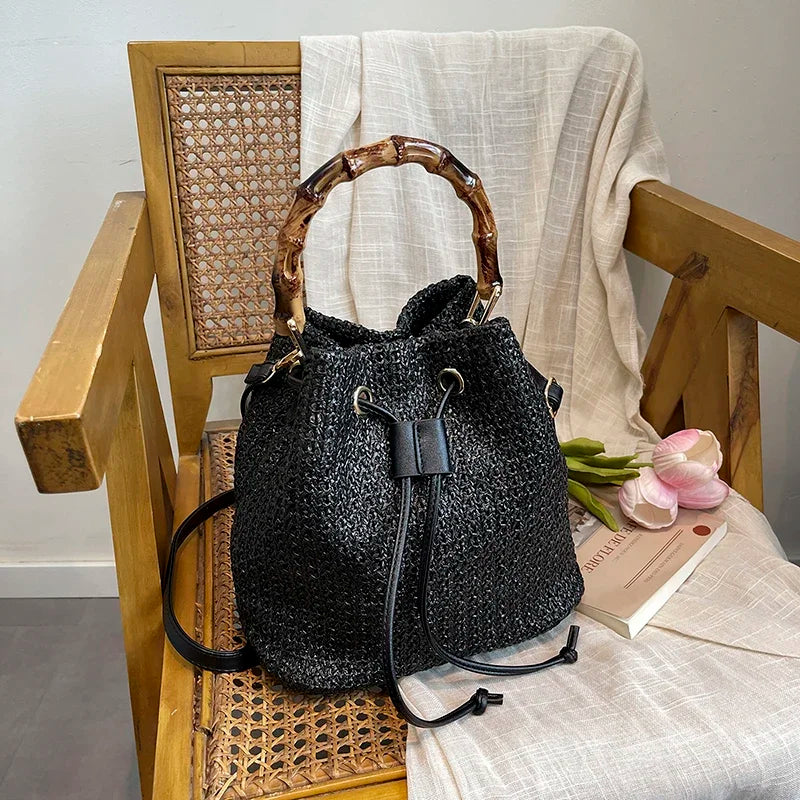 Straw Beach Bucket Bag